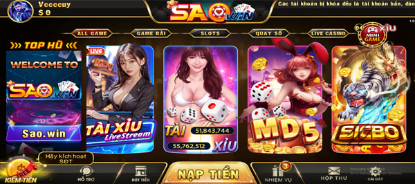 Game bài Saowin chất lượng, tầm cỡ quốc tế