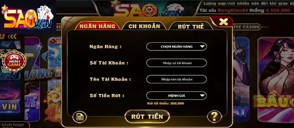 Rút tiền qua ATM Saowin đơn giản, nhanh chóng
